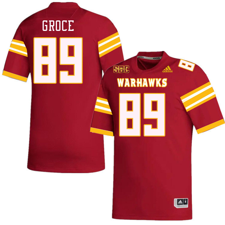 #89 Caleb Groce Louisiana-Monroe Warhawks College Football Jerseys Stitched-Red